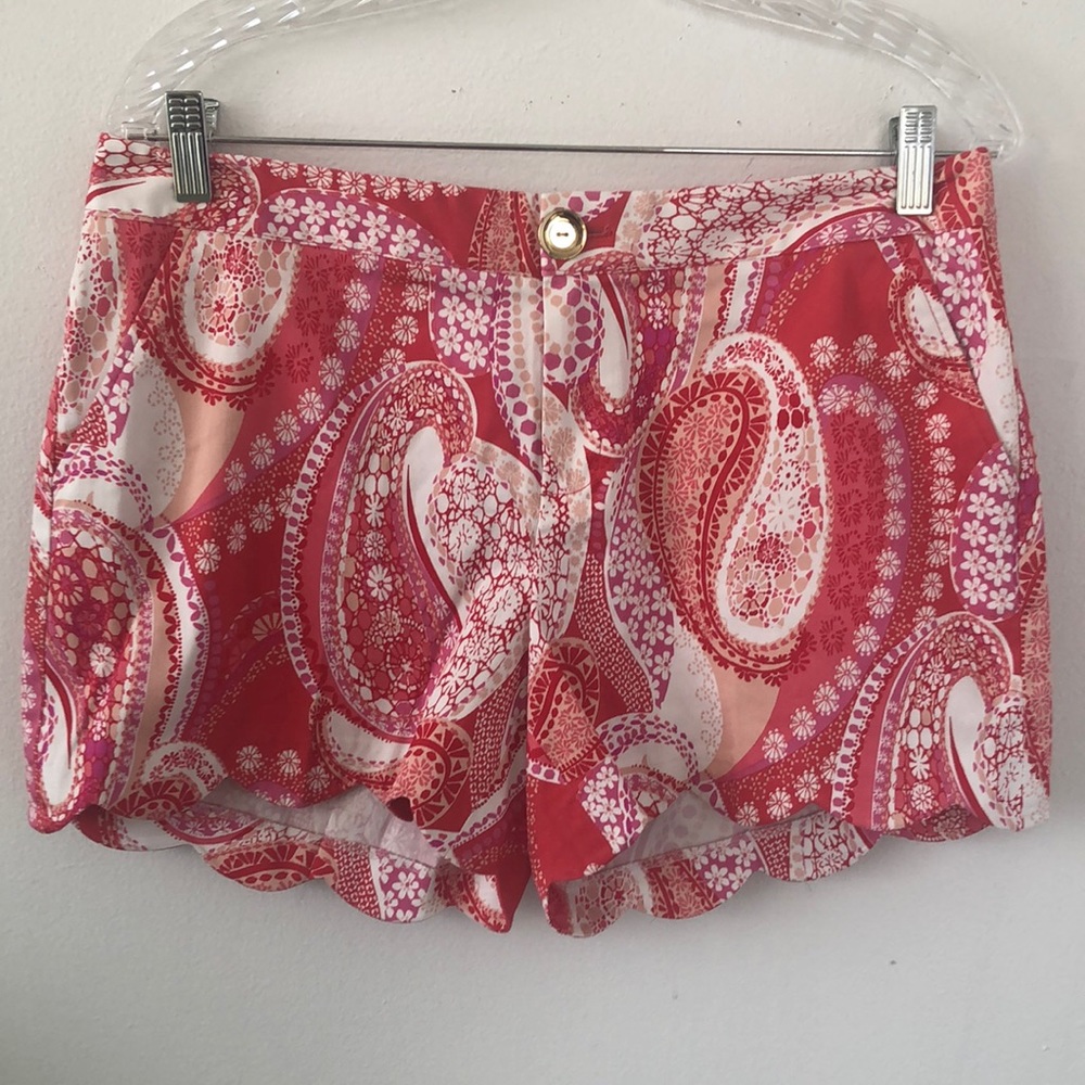 Pappagallo Pink Paisley Scalloped Shorts Sz 8 - EUC